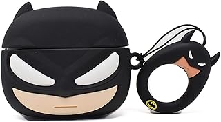 جراب حماية جديد بتصميم كرتوني ثلاثي الابعاد لطيف من لاتالي متوافق مع سماعات ابل ايربودز برو 2، جراب حماية لكامل الجسم 360 درجة مضاد للصدمات (بات مان)