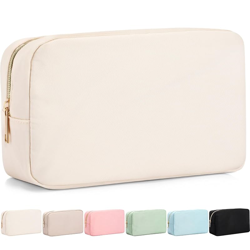 Necessaire de maquiagem Sweetude Ivory White em nylon, grande, para viagem