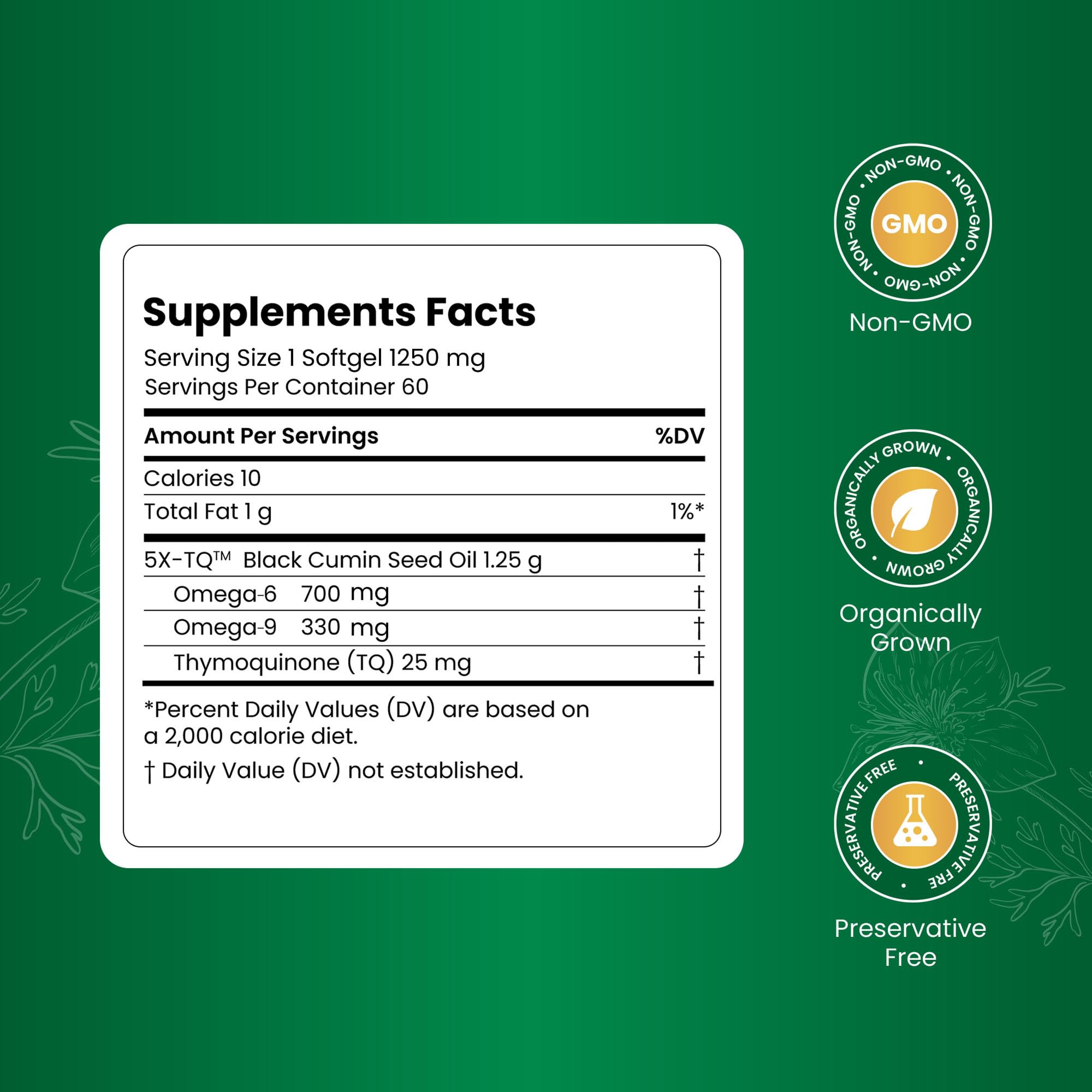 Amazing Herbs Premium Black Seed Oil - 60 Count Softgels, 1250mg — Amazon image 2