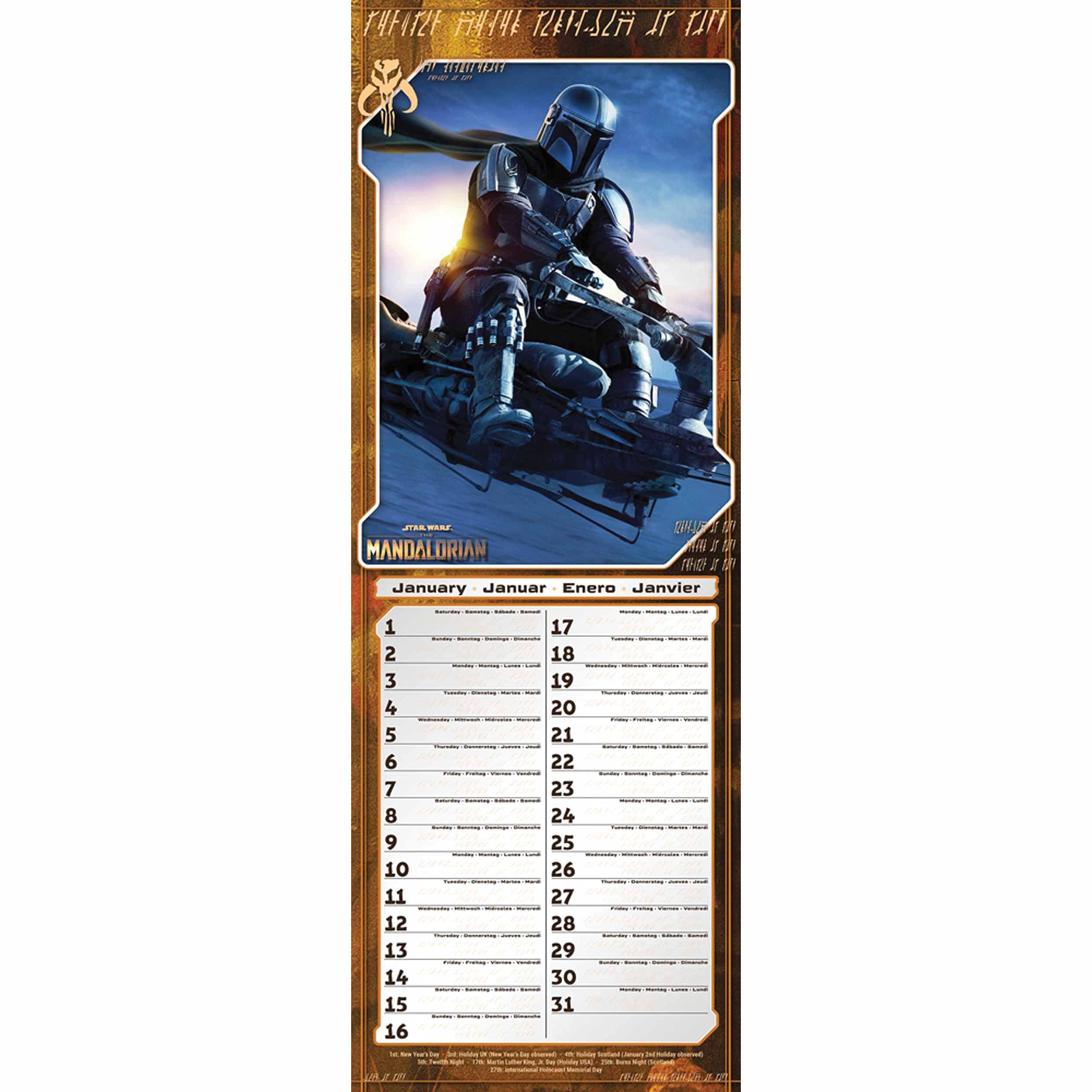 Disney Star Wars The Mandalorian Calendar 2022 - Month to a View Slim Wall Calendar 15cm x 42cm - Official Merchandise - Image 2