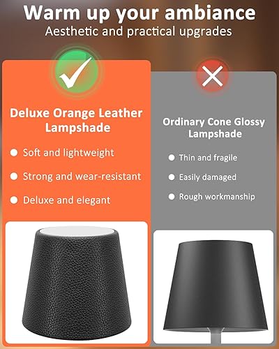 Miniatura 7 de Lámpara de mesa inalámbrica negra para comedor, portátil de 6000 mAh, funciona con pilas, lámpara de escritorio para exteriores, luz inalámbrica con