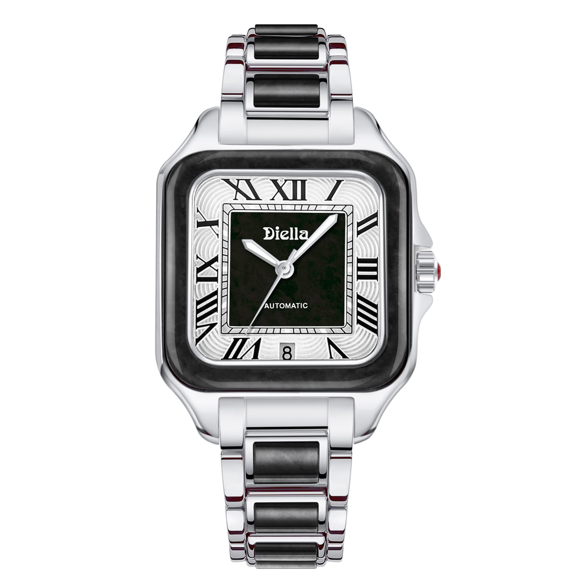 Diella Rectangle Automatic Wrist Watches for Men and Women with Jade, women-silver, AD6027L-1, Classic, Retro (B0C27CFDSM) Amazon Price History, Amazon Price Tracker