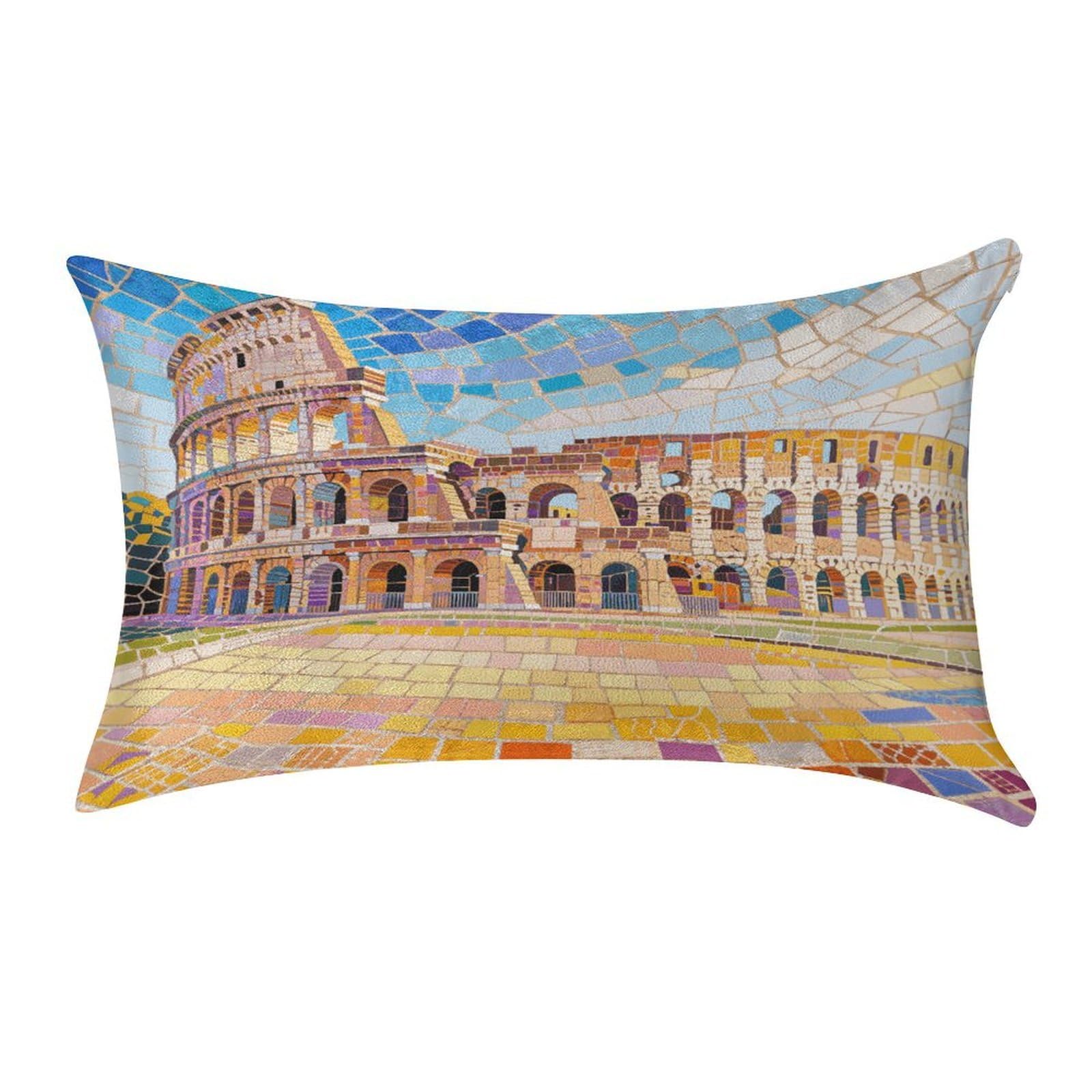 VstaDank Mosaic Arena Pillow Covers Rectangular Cushion Case Cozy Decorative Throw Pillowcase Luxury Lumbar Pillow Shells with Zipper Soft Velvet Pillows Shams 12 X 20 in