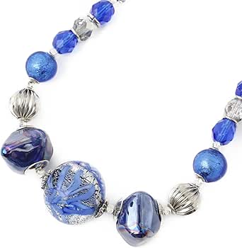 Amazon [INES] ベネチアンガラス ネックレス エリザベート・ブルー キアラ・デザイン イタリア製 ネックレス 通販