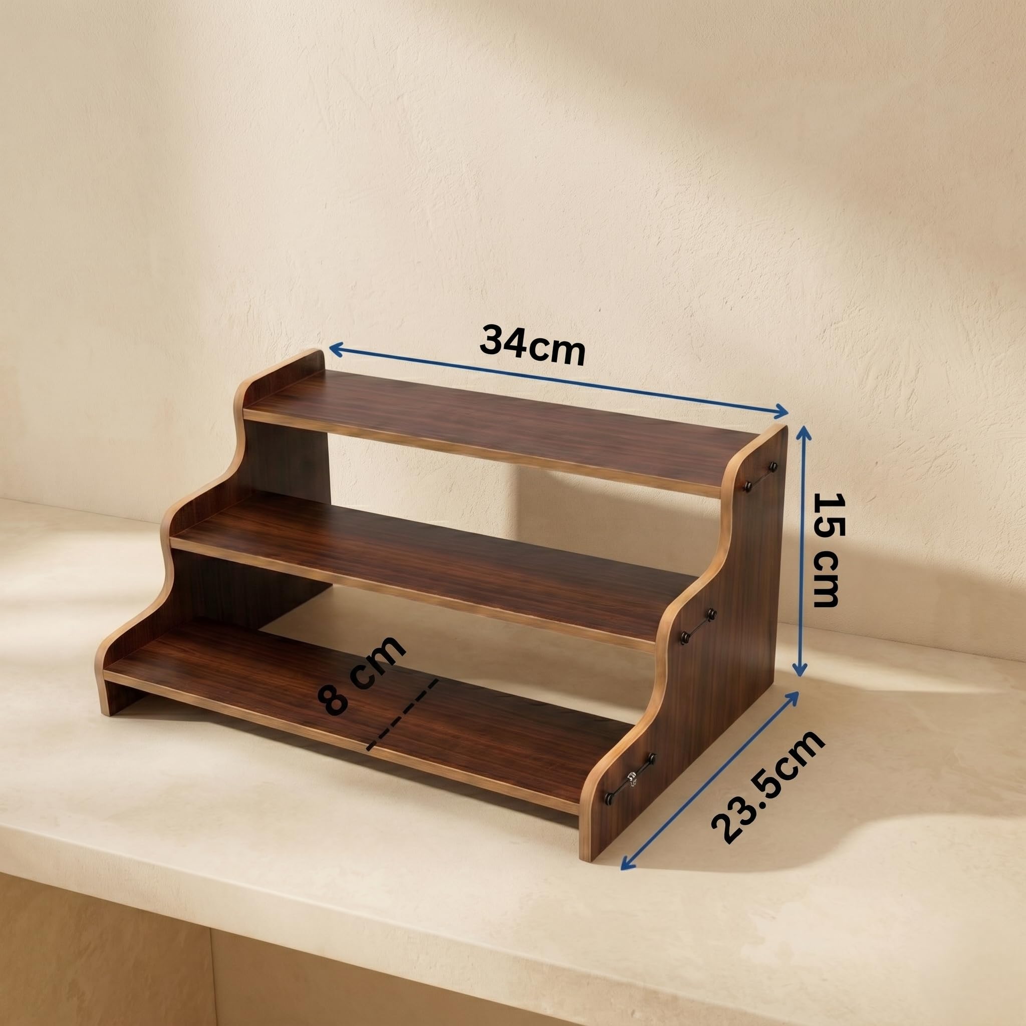 Privla 3 Tier Wooden Organizer Shelf | Multipurpose Countertop Storage | Kitchen Organizer, Bathroom Shelf, Makeup Stand, Marble Finish Engineered Wood | DIY Assemble Tool Kit Included (Pack of 1) 4