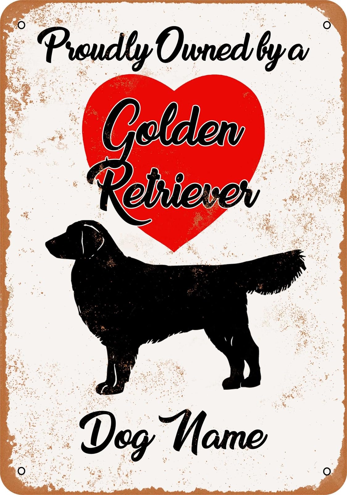 Miaomansenstore Metal Sign - Custom Dog Name - Golden Retriever 2 - Vintage Look Home Decor
