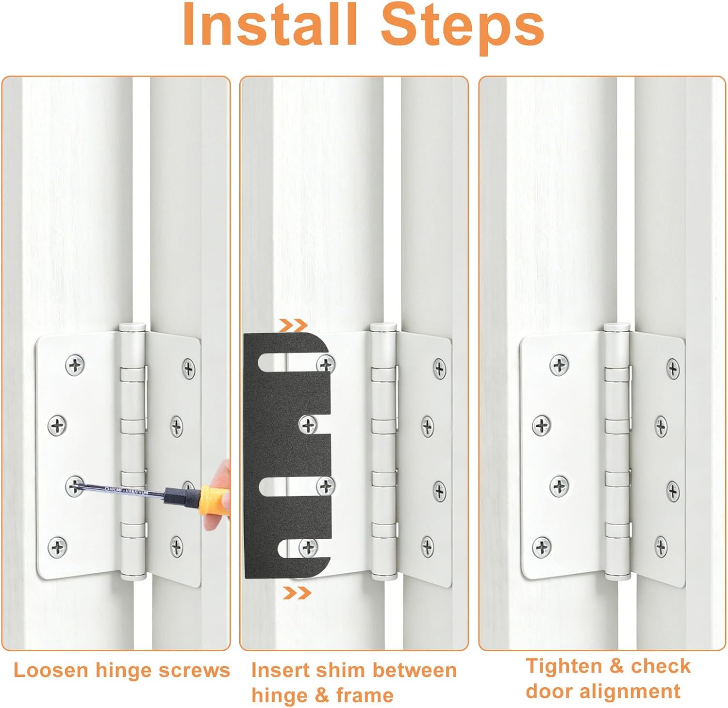 Murtenze 10 Pack 4 Inch Door Hinge Shims, Adjustable Hinge Spacers Parts Replacement for Door Repair Alignment/Gap Filling