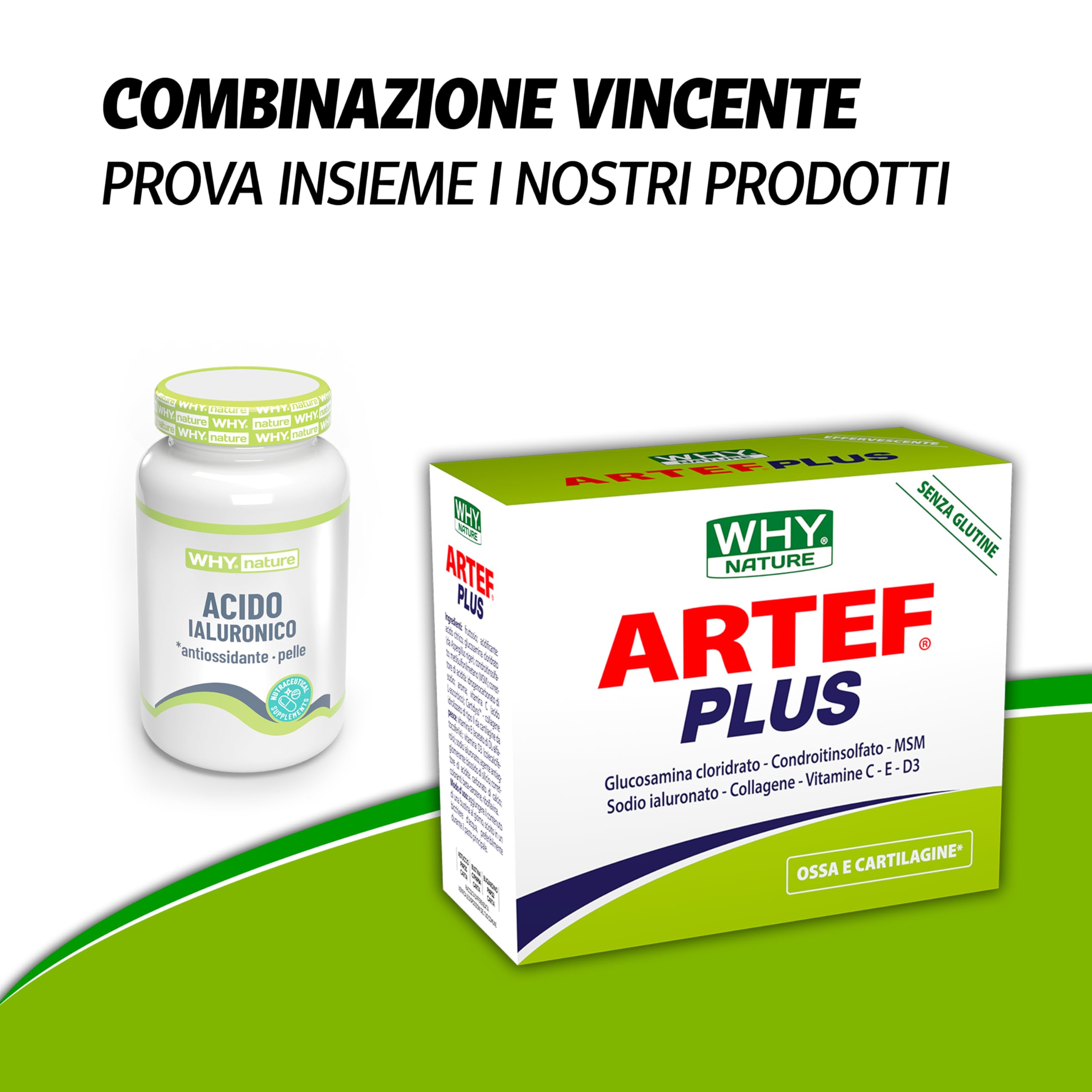 WHY NATURE ACIDO IALURONICO - Acido Ialuronico e Vitamina C - Integratori Alimentari con Estratto di Acerola ad Azione Antiossidante - Senza Glutine - 30 cpr