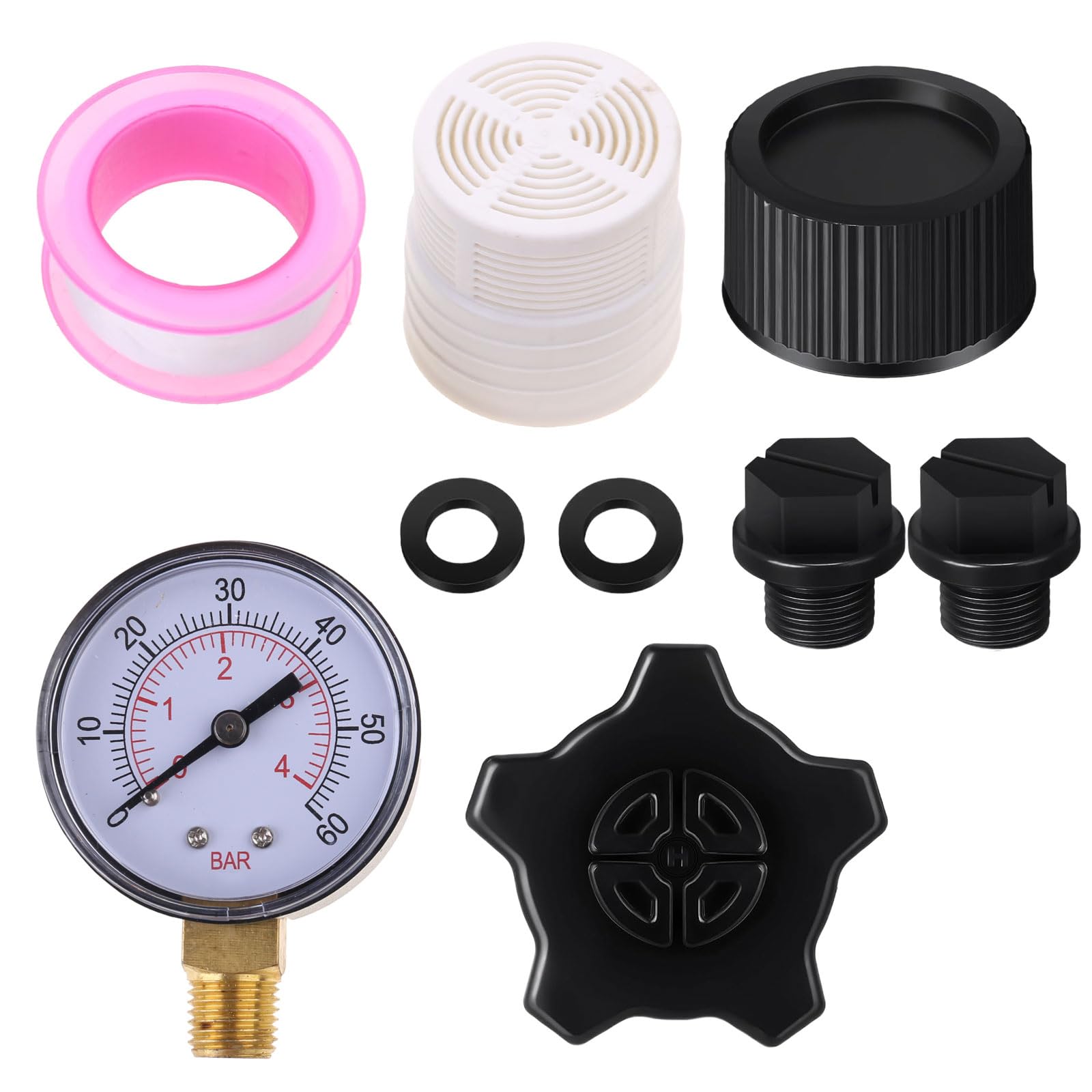 Elnwnnkc Pool Maintenance Kit Pump Pipe Plug Pressure Gauge Replacement and Drainage Cover Gasket Set for ECX270861 SX180LA Pressure Gauge Replacement