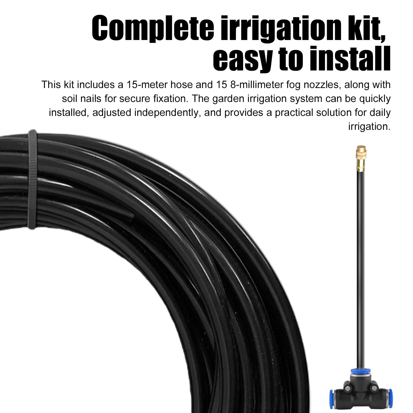 15m Kit de Système d’Irrigation avec Buse Réglable, Système d’Irrigation Automatique Jardin à 360°, Kit d'irrigation automatique réglable à 360 °, Systeme Irrigation Jardin pour Jardin Serre Pelouse