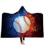 AMTAN Hooded Blanket 3D Basketball Baseball Softball Soccer Warm Wearable Blankets Kids and Adults Lie Fallow Blanket Super Soft Sherpa Fleece Blankets (Adults 59