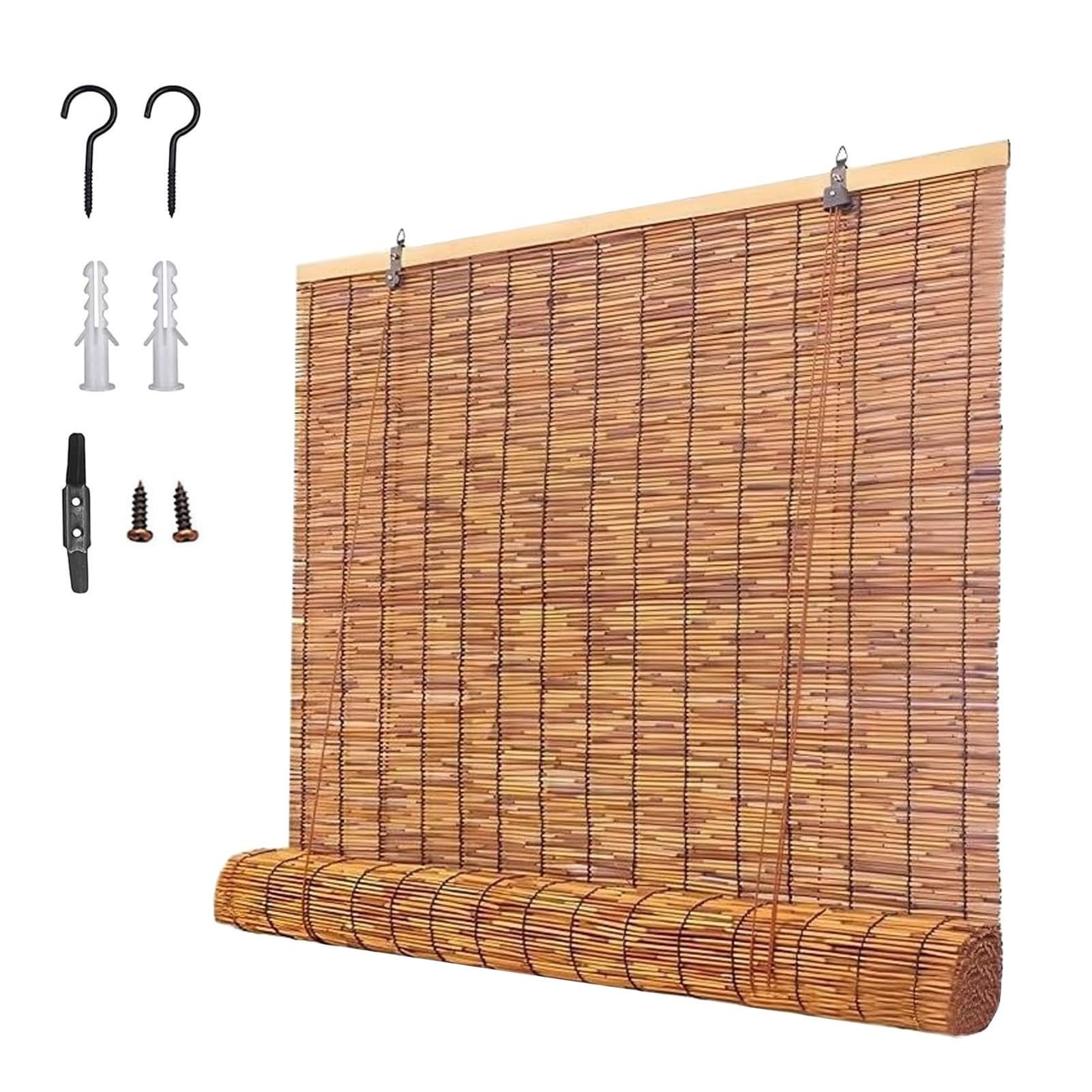 Store En Bambou Exterieur Interieur, Stores À Enroulement, Store Vertical Jardin Balcon Terrasse, Retro Store Enrouleur Roseau, Naturel Rideaux En Roseau, Protection Solaire, 70% D'ombrage(140 x 175 c