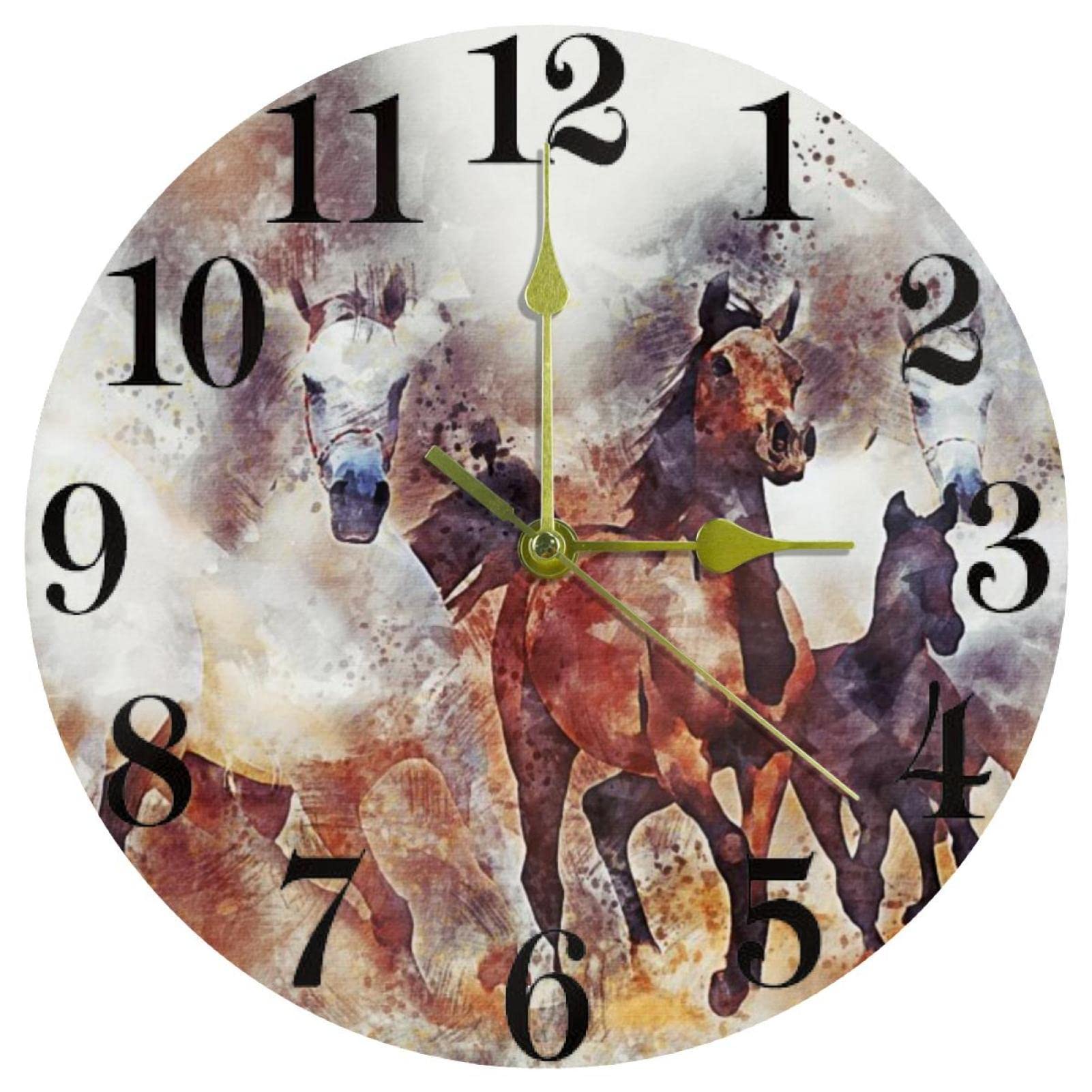 Horloge murale peinte à la main ronde à quartz de qualité pour votre salon