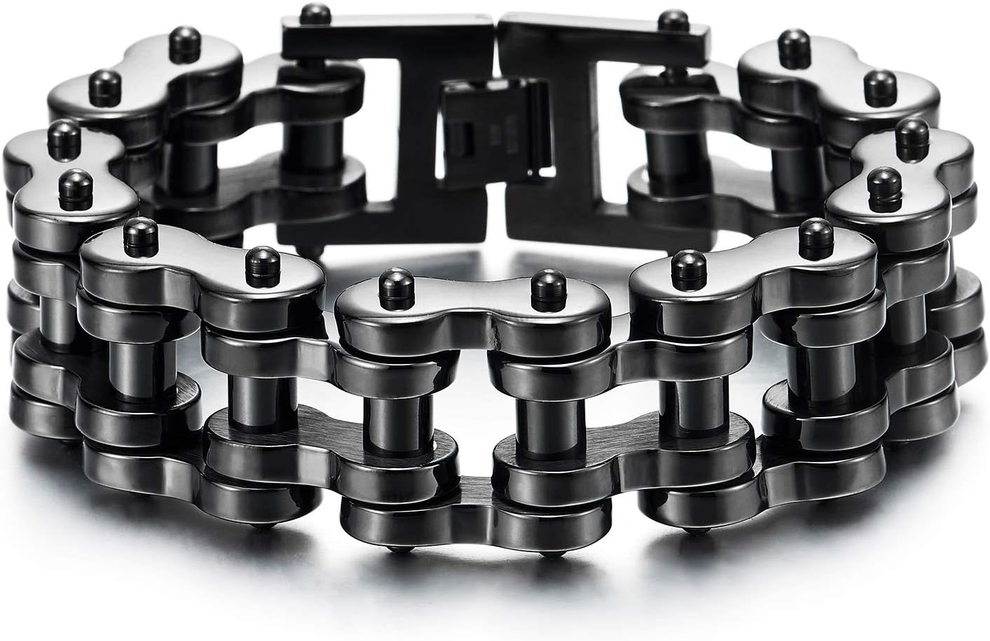Heavy Sturdy Mens Motorcycle Chain Bike Chain Bracelet of Stainless Steel Silver Color Polished