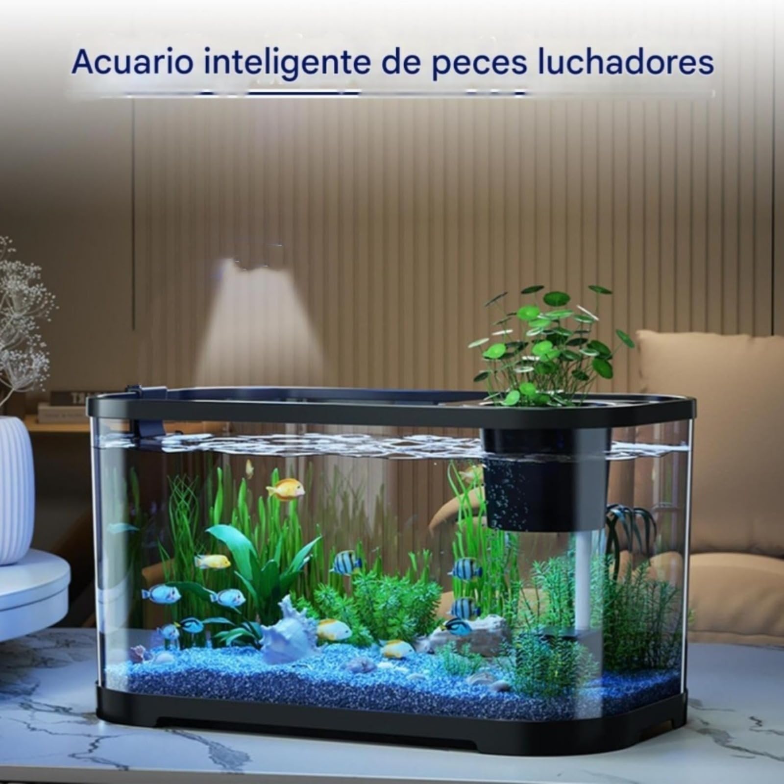 Kit Acquario Piccolo Acquario per Pesci Betta e Principianti, Vasca decorativa Silenziosa per Tartarughe e Animali Acquatici, Acquario da Scrivania Trasparente