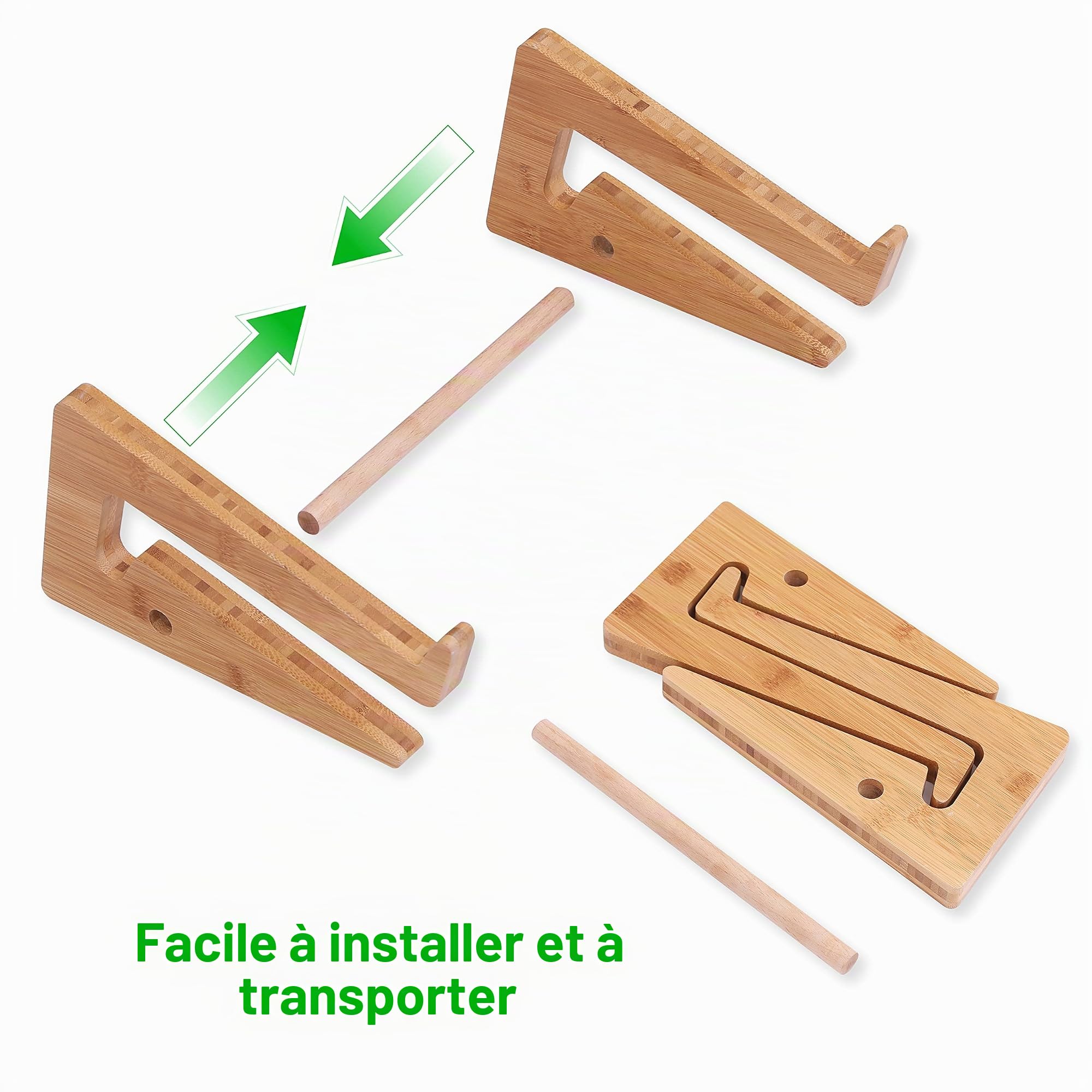 Support vertical en bois pour ordinateur portable de bureau, support pour ordinateur portable en bambou compatible avec MacBook Air Pro/Dell XPS/Surface Pro/HP/Pixelbook/Lenovo, et autres