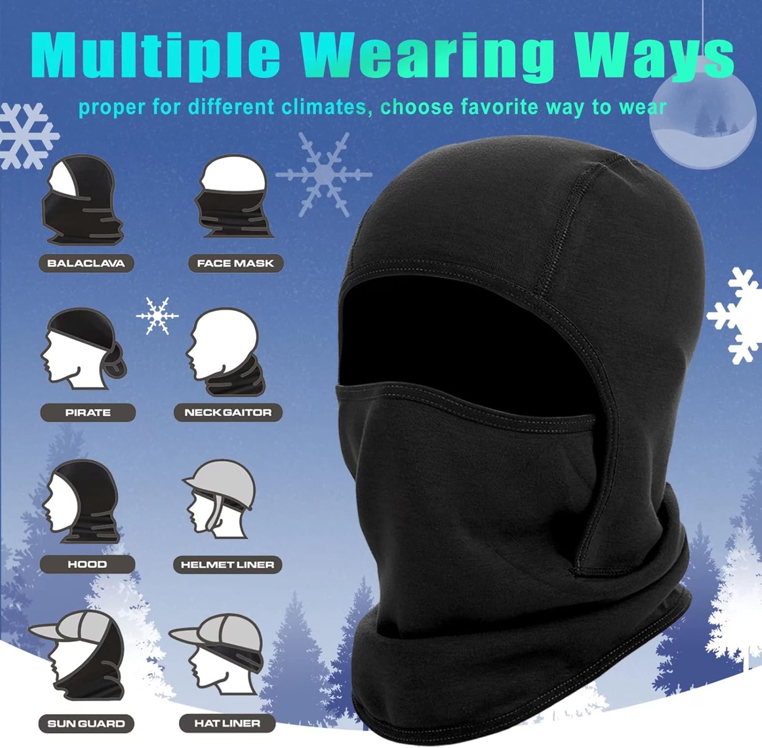 2 Pack Kids Balaclava Face Mask for Boys Girls, Windproof Winter Hat Ski Mask for Cold Weather, Breathable Face Warmer for Sports Skiing Cycling-1 Black Gray : Everything Else