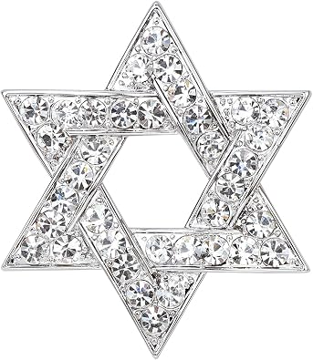 Sparkle Crystal Star of David Brooch Pin Rhinestone Star Bouquet Brooch Pin Lapel Pins Spiritual Brooch Badge