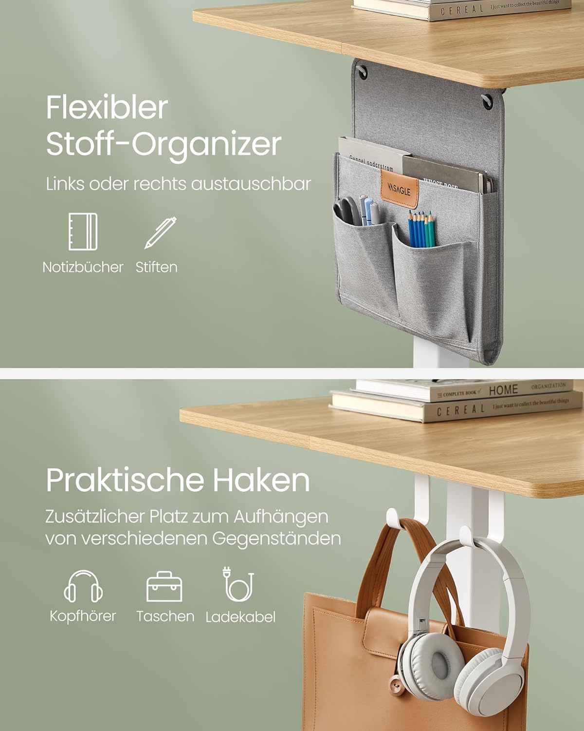 Diagram illustrating the anti-collision feature of the desk