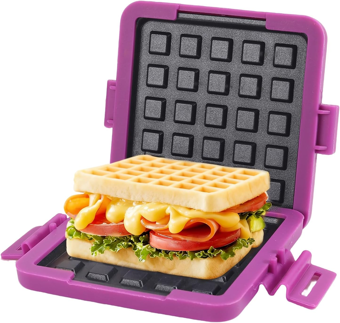 Microwave Toastie Sandwich Maker, Nonstick Plate Panini Maker, Versatile Wireless Small Toaster, Toastie Safe in Microwave Oven, Dishwasher Safe, Fast Cooking for Breakfast, Waffle Purple