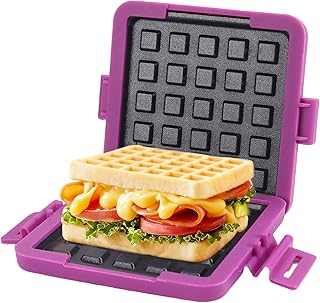 Microwave Toastie Sandwich Maker, Nonstick Plate Panini Maker, Versatile Wireless Small Toaster, Toastie Safe in Microwave Oven, Dishwasher Safe, Fast Cooking for Breakfast, Waffle Purple