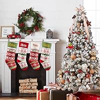Vista 5 de Medias tejidas personalizadas de Navidad de 18 pulgadas con copos de nieve, nombre personalizado, medias de Navidad para colgar en la chimenea
