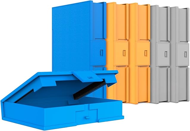 Inateck 3.5 Inch Hard Drive Case HDD Protective Box with Shockproof Dustproof and Anti-static Function, Storage Case for 3.5 inch HDDs, 6 Pack, Orange/Blue/Gray (HPFx6)