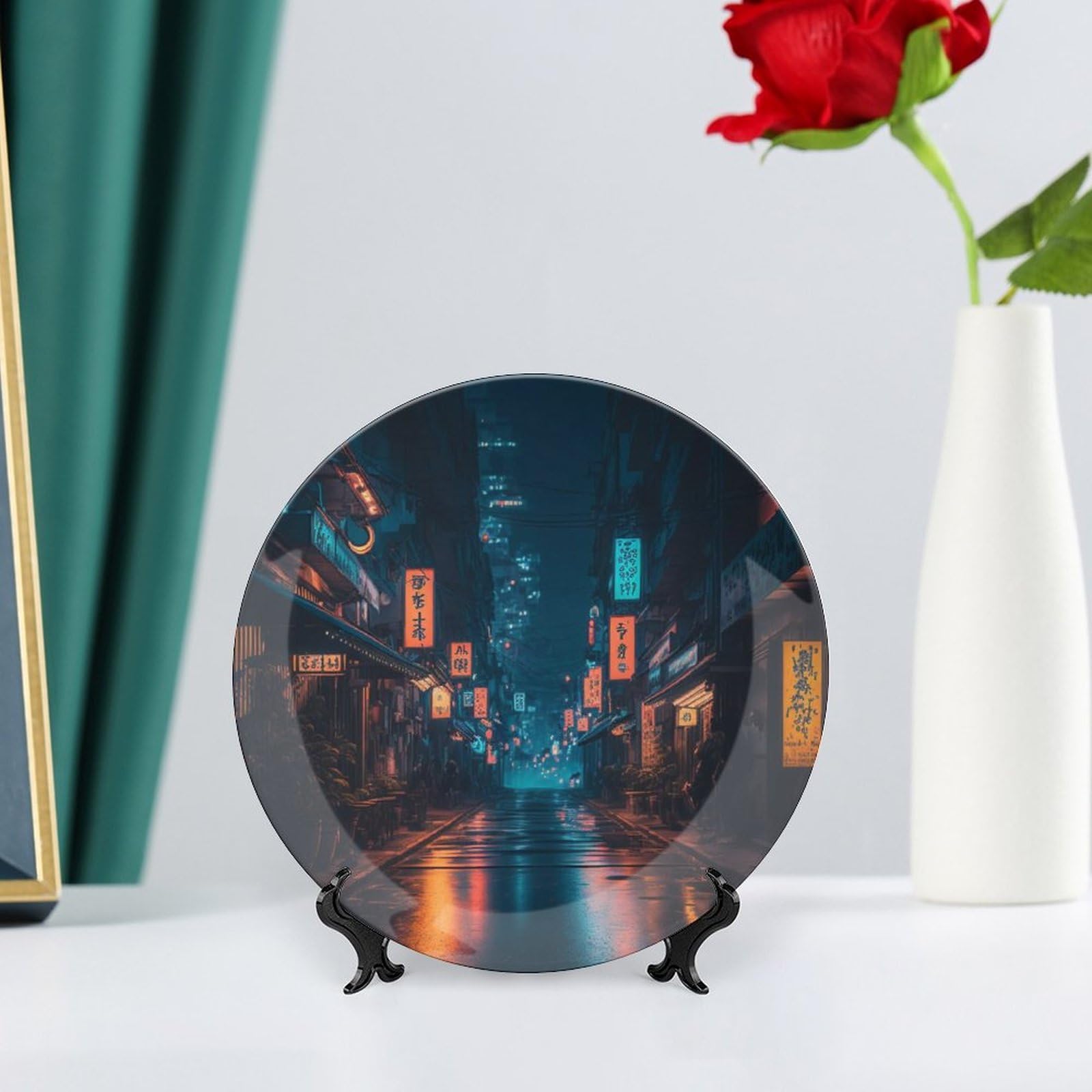 Amazon.com: Tokyo Street at Night with Buildings Decorative Plates