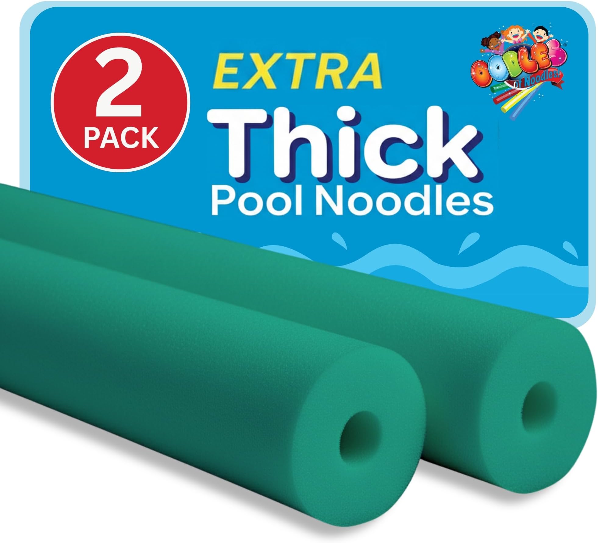 Oodles of Noodles Premium Jumbo XL Pool Swim Noodles - 2 Pack - Approx. 55 inch x 3.5 inch Hollow Core Pool Noodles Foam Tube - Durable, Buoyant for Pool Toys, Beach, Crafts, DIY Projects, Insulation