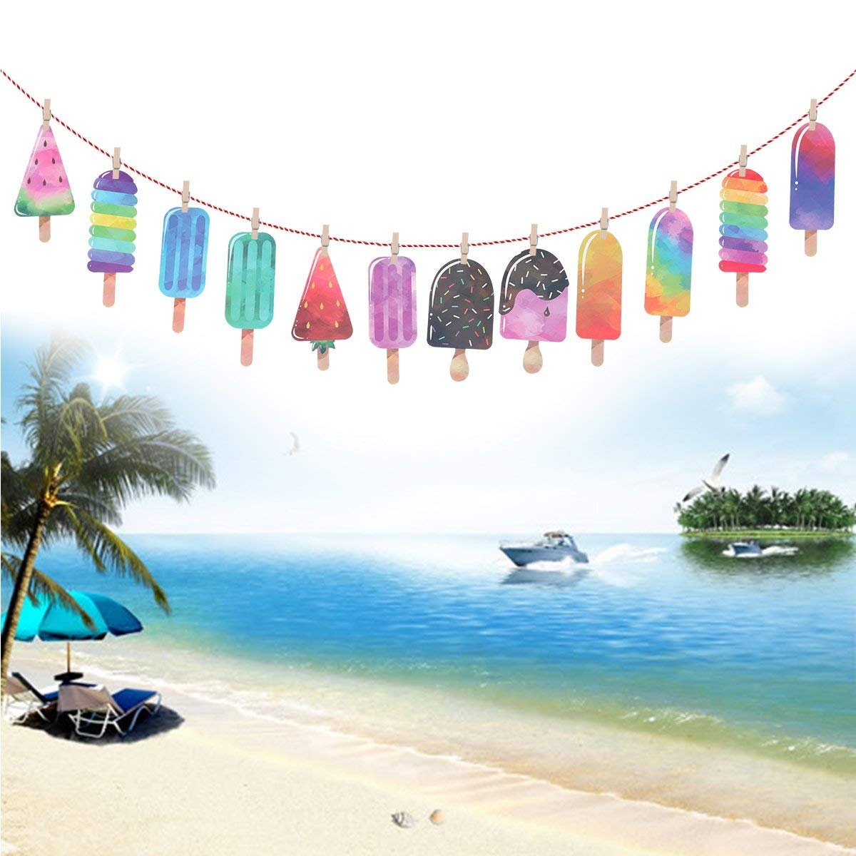 BinaryABC Guirnalda de banderines de Luau Hawaii para fiestas de verano, suministros de decoración