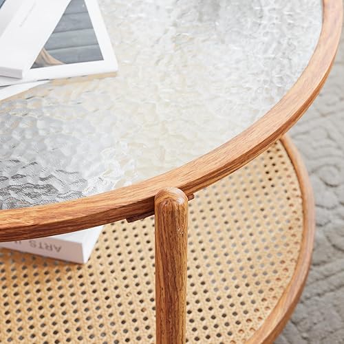 Miniatura 116 de VINGLI Mesa de centro de cristal, mesa de centro redonda de 30 pulgadas, mesas de centro negras para sala de estar, mesa auxiliar de vidrio Negro