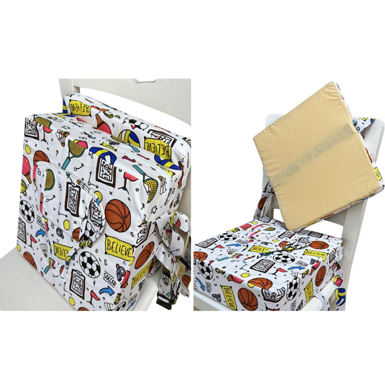 Seggiolino Bambini Pasto Sedia con Cuscino Alta Resilienza Schienale Staccabile Antiscivolo Cintura Superficie Resistente Adatto a Bambini P, Bianco, Taglia unica bambino