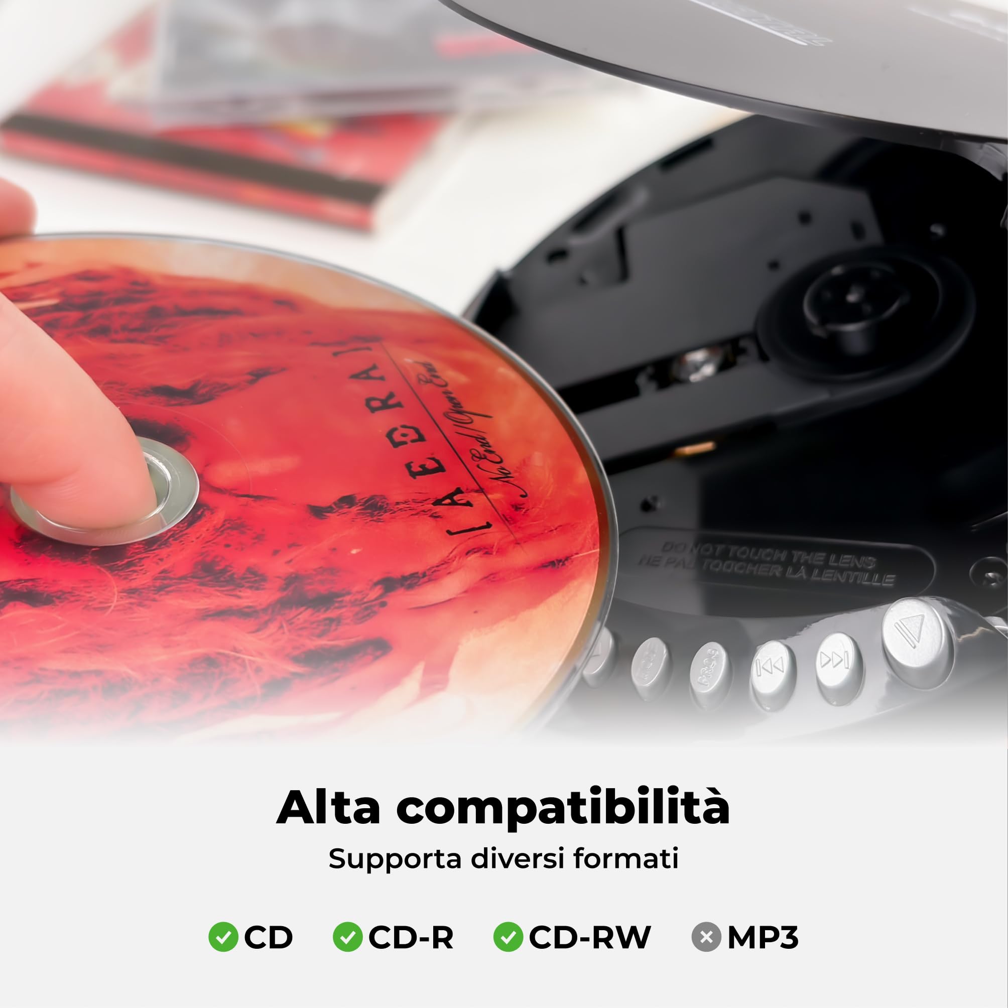 Discman Denver DM-24. Lettore CD portatile. Compatibile con CD, CD-R e CD/RW. Cuffie incluse