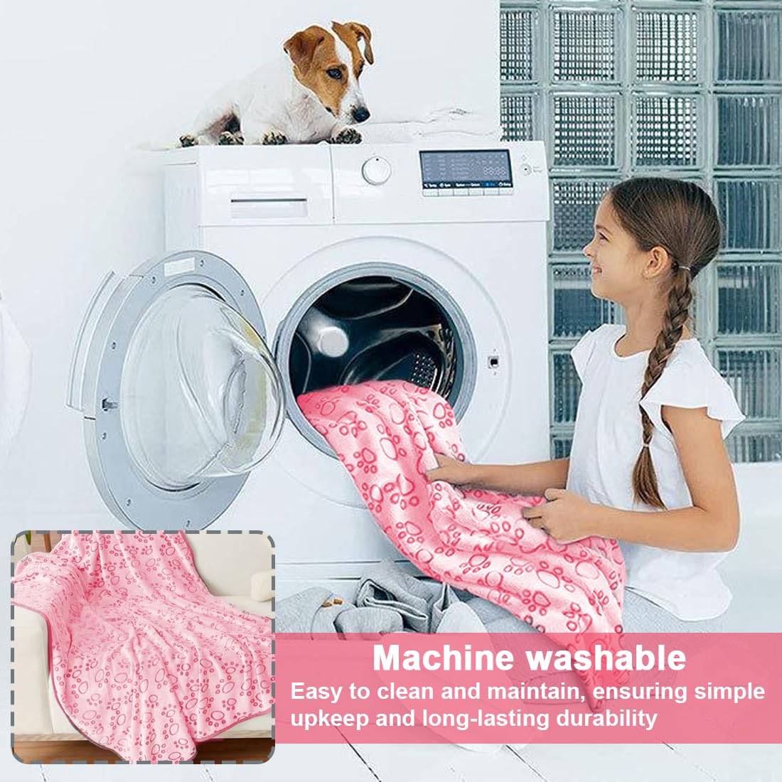 Couvertures pour chiens,Couverture épaisse rose pour chiens et chats, tapis de couchage quatre saisons (52 x 73 cm)