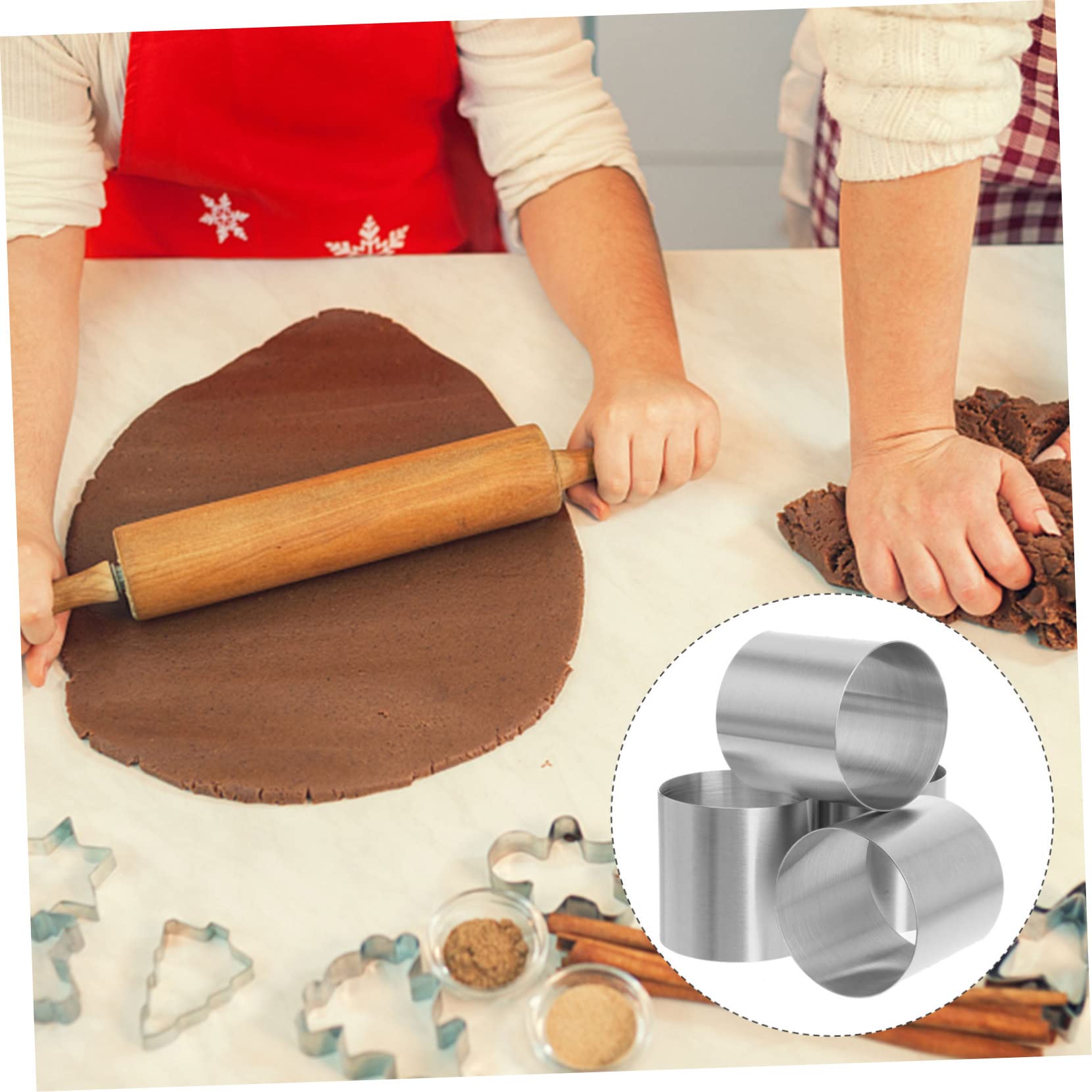 Moule à Gâteau Rond 8 Pièces Bords Lisses et Finition Anti-Traces en Acier Inoxydable pour Pâtisserie et Desserts Mousse Délicats