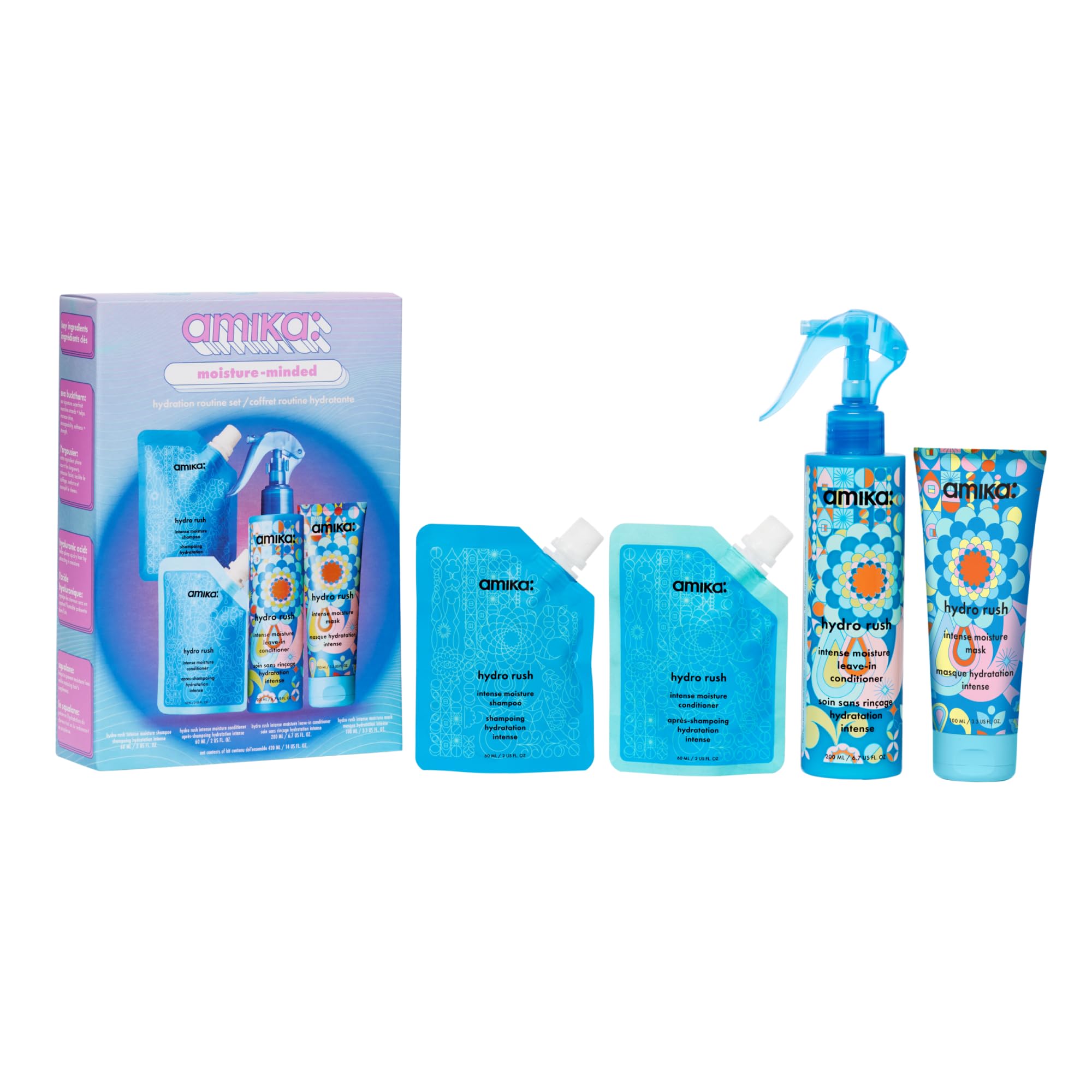 amika moisture-minded hydration routine set | gift set for dry