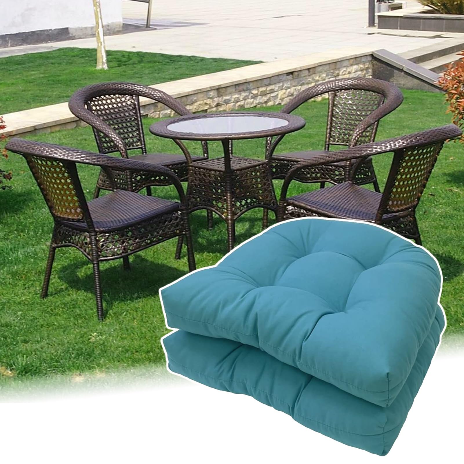 Coussin de chaise de jardin pour terrasse lot de 2 en coton