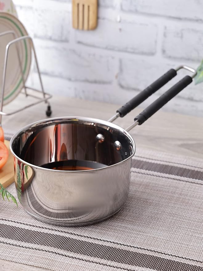 neelam - CIBS012W Stainless Steel 12 22G Induction Bottom Sauce Pan Wire Handle, 2000 ml, Silver
