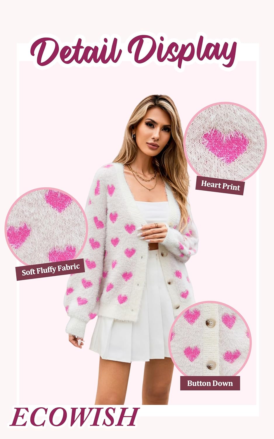 ECOWISH Women Floral Cropped Cardigan: Fall Long Sleeve Open Front Fuzzy Daisy Print Knit Sweaters Casual Y2k Outerwear - Image 5