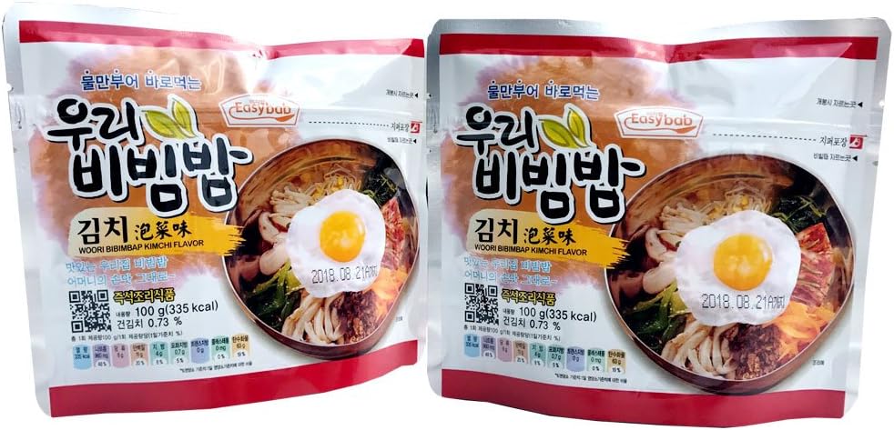 Korean Bibimbap Mixed Rice Bowl (kimchi) 100g (Pack of 2) Camping freeze dry Mre food