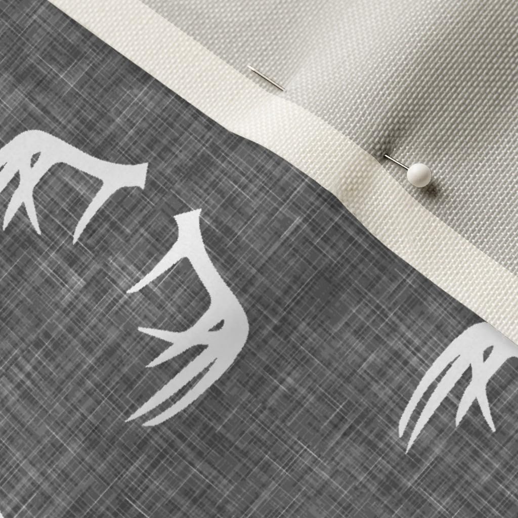 Spoonflower Fabric - Antlers Grey Deer Buck Texture Woodland Printed on Upholstery Velvet Fabric Fat Quarter - Upholstery Home Decor Bottomweight Apparel