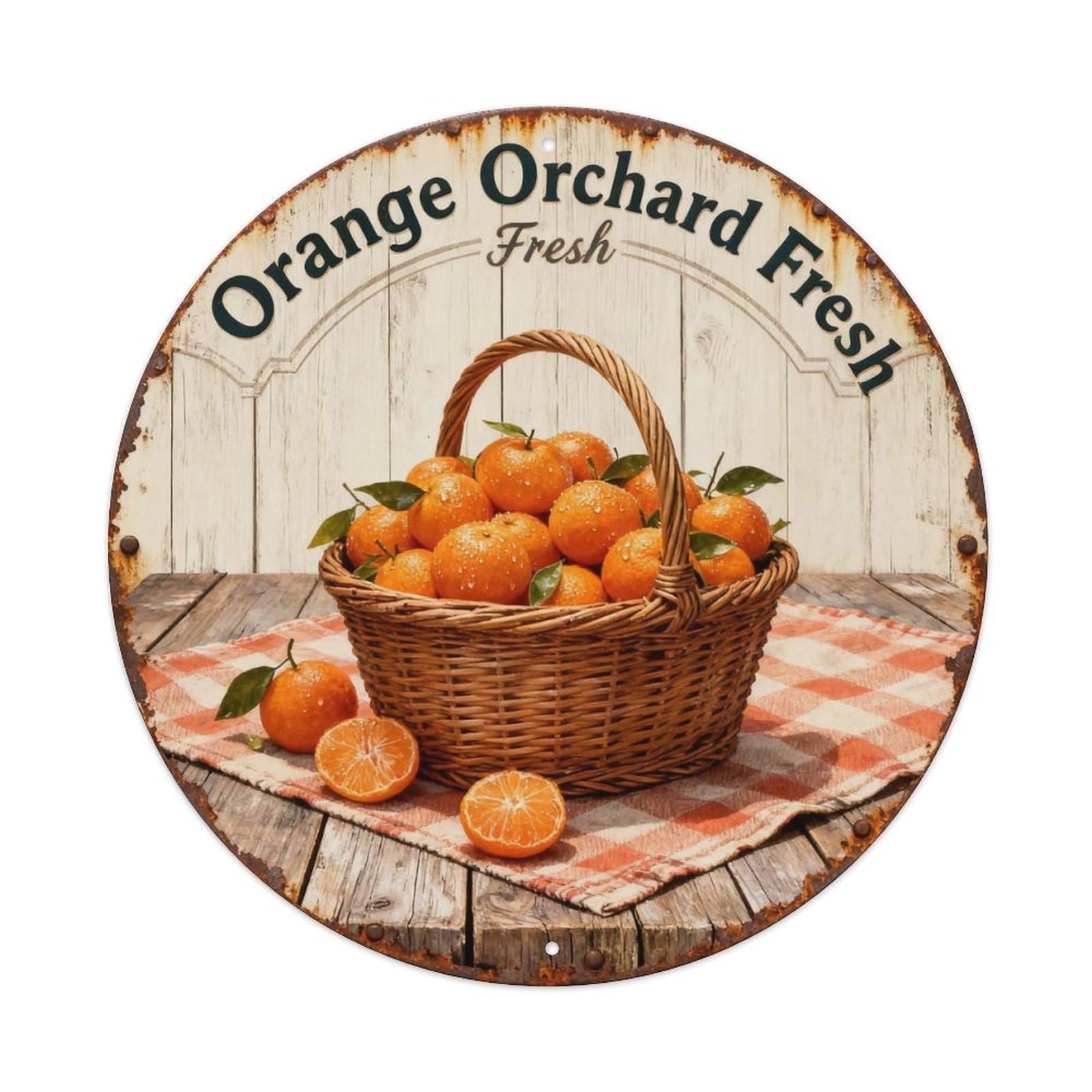 Orange Orchard Fresh Sign Metal Tin Sign Plaque