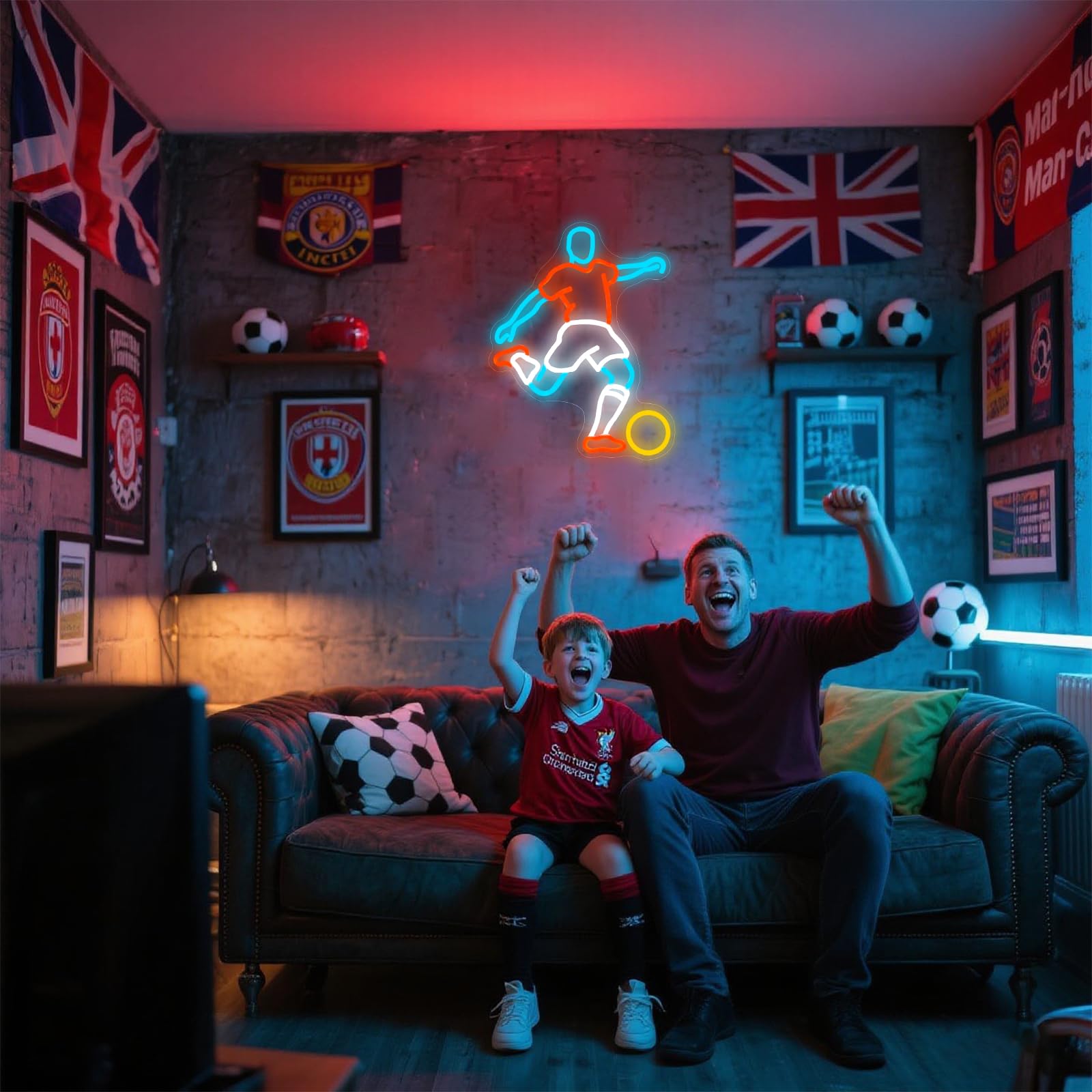Football Player Neon Lamp, Dimmable LED Night Light, Soccer Party Decor for Bedrooms & Gifts, Red Sports Wall Art - Image 4