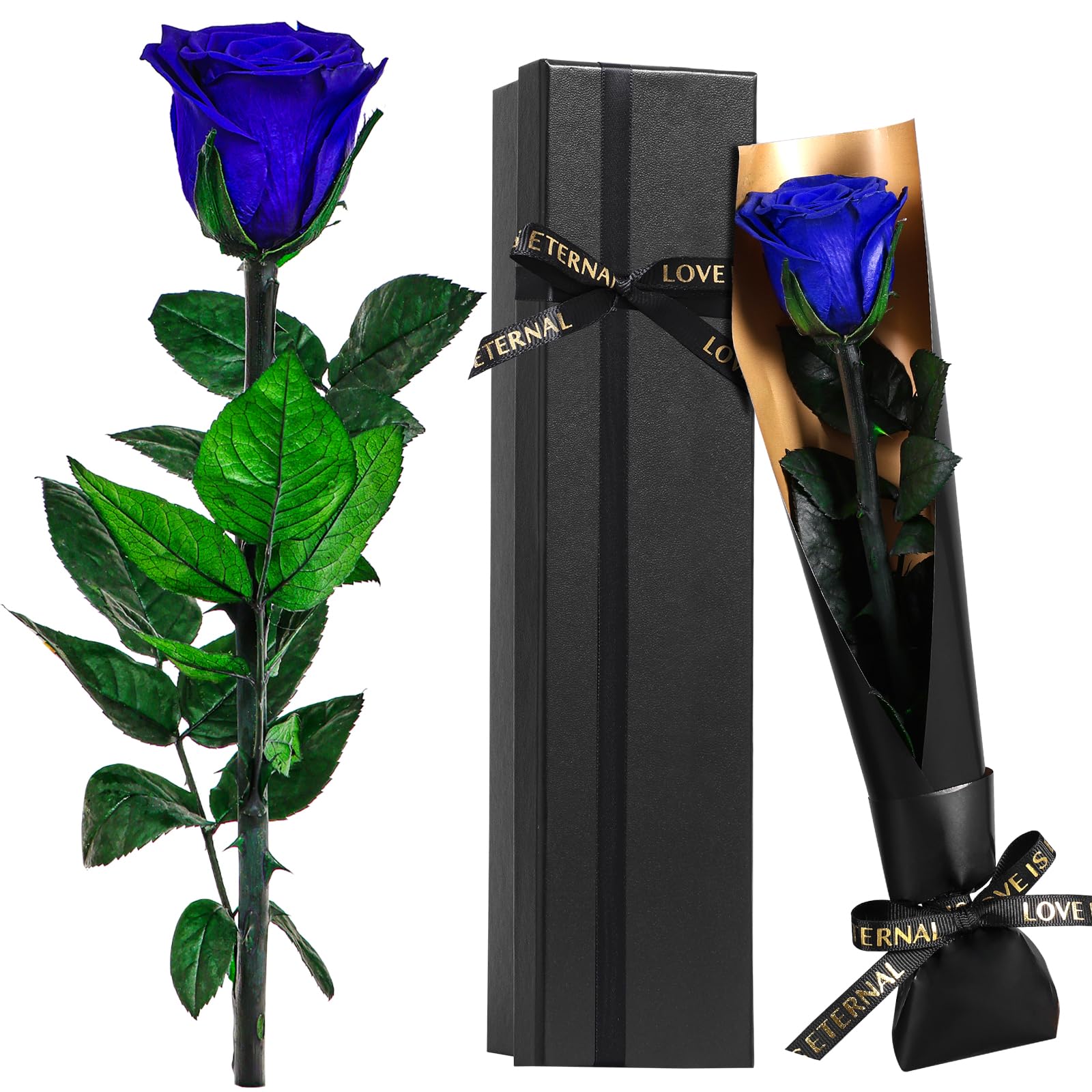 Touloube Rosa Stabilizzata Vera Eterna Blu Fiori Regalo di San Valentino per Donna, Idee Regalo Donna Compleanno Anniversario Per Lei, Regali Mamma Fidanzata Moglie Sorella, Ti Amoregali