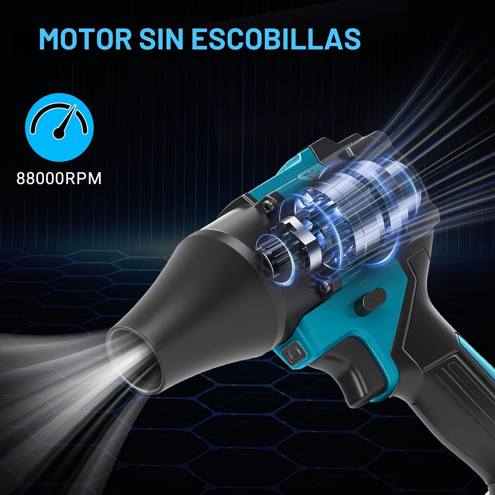 Soplador inalámbrico y aspiradora de mano 2 en 1 compatible con batería Makita de 18 V (sin batería), aspiradora de aire comprimido sin escobillas de 150 W, aspiradora portátil con 5 boquillas para