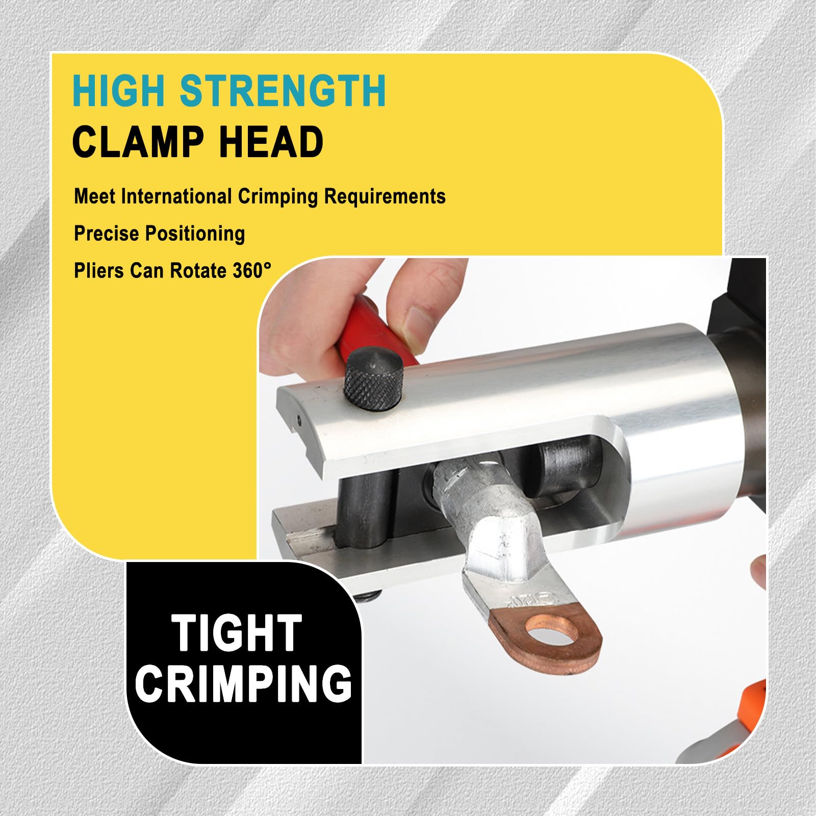 Crimpadora hidráulica Recargable - 16-300Mm², con 11 Troqueles, para terminales de Cobre y Aluminio, con 2 baterías