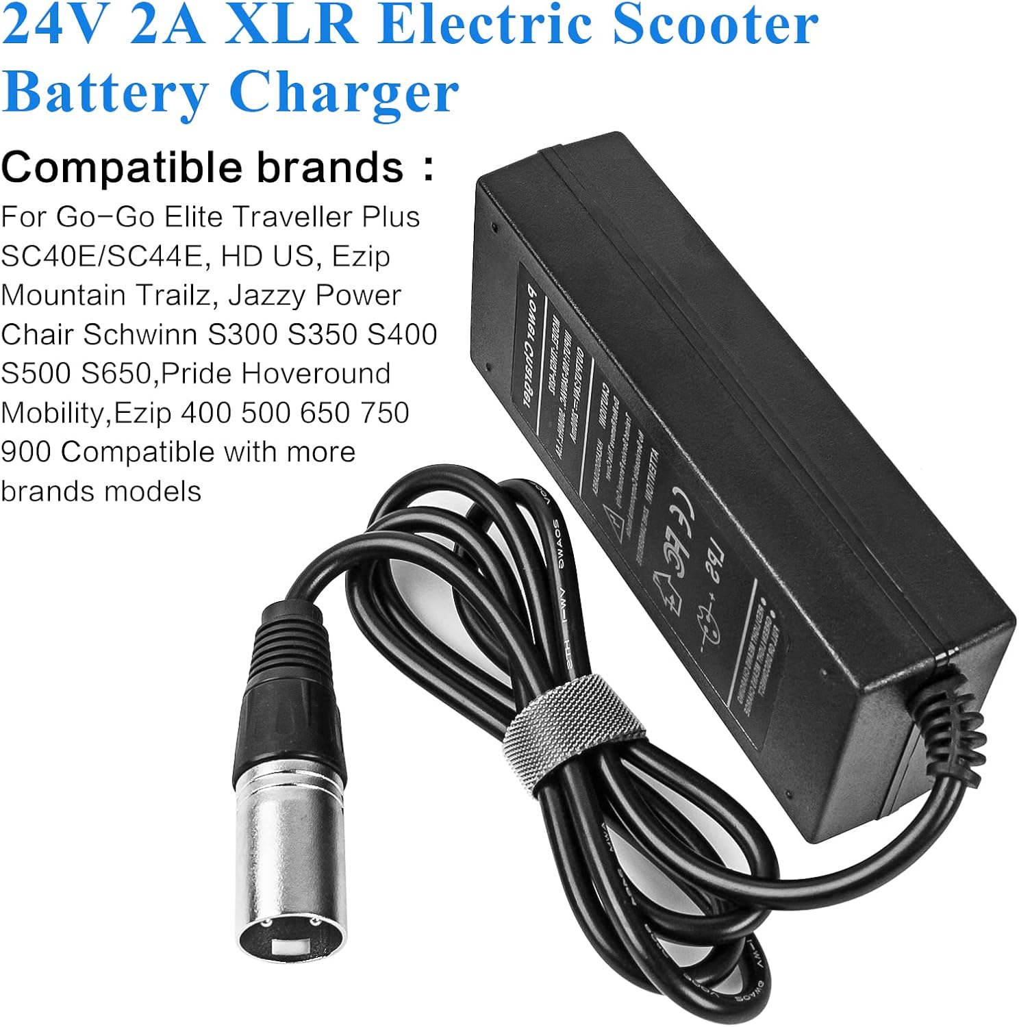 24V 2A New XLR Electric Scooter Battery Charger for Go-Go Elite Traveller Plus HD US, Ezip Mountain Trailz, Jazzy Power Chair : Sports & Outdoors