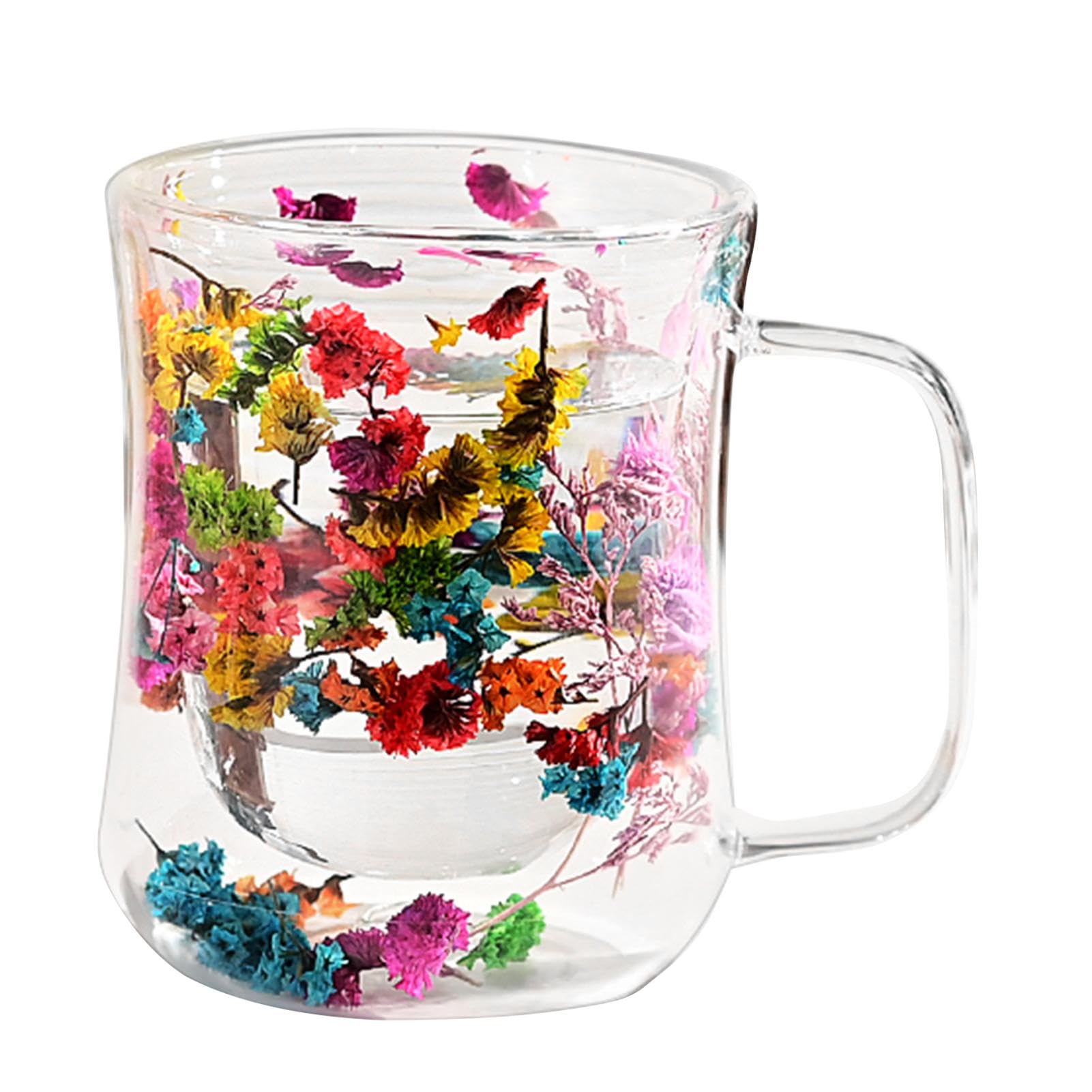 Tasse à thé fleur séchée en verre double paroi pour vos pauses détente au jardin