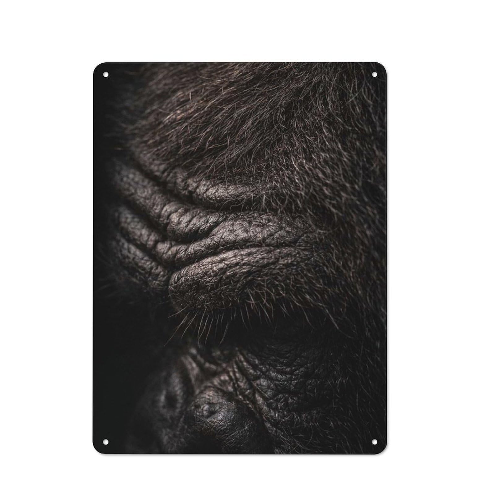 Junmoney Style Tin Wall Plaque 40X30cm With Close-Up Of Gorilla Fur And Skin For Hobby Room Or Studio, For Kitchen, Dining Room And Home Bar Wall Decor
