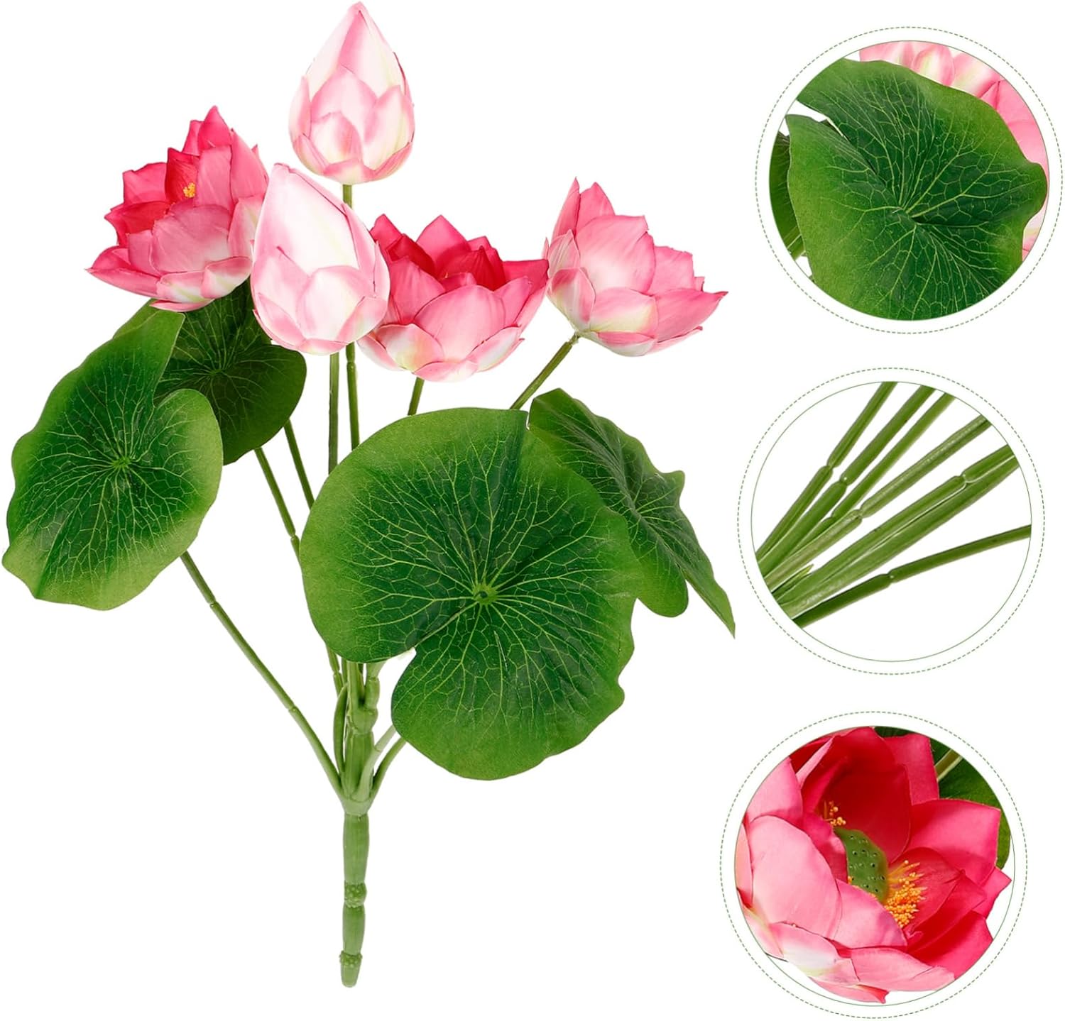 ABOOFAN Artificial Lotus Flower Decoration Lifelike Simulated Lotus Stems for Garden Home Decor Reusable and for Fish Tank and Aquatic Scenery